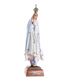Nossa Senhora de Fátima pintura clássica olhos cristal 23 cm