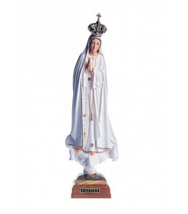 Nossa Senhora de Fátima pintura branca com galão 35 cm