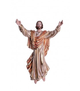 Cristo Ressuscitado pintura metalizada 28 cm