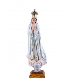 Nossa Senhora de Fátima pintura clássica olhos cristal 65 cm
