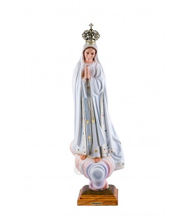 Nossa Senhora de Fátima pintura clássica olhos cristal 65 cm