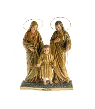 Sagrada Família pintura dourada antiga 30 cm