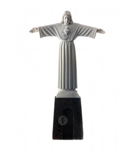 Cristo Rei, branco com cortica, 27 cm