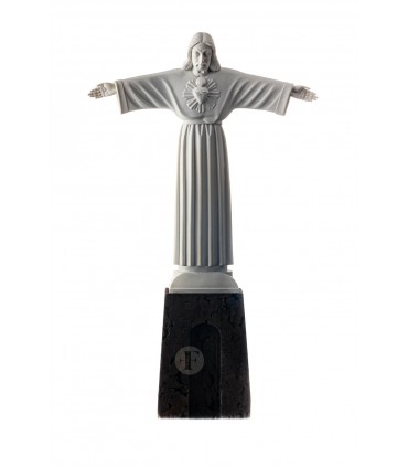 Cristo Rei, branco com cortica, 27 cm