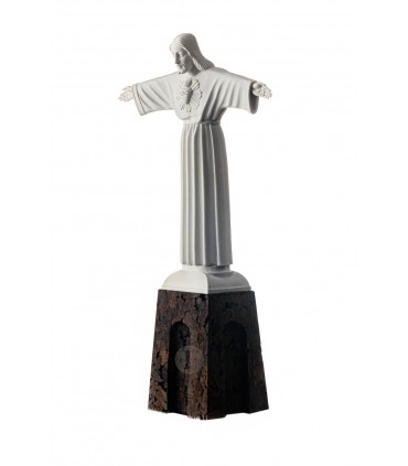 Cristo Rei, branco com cortica, 27 cm