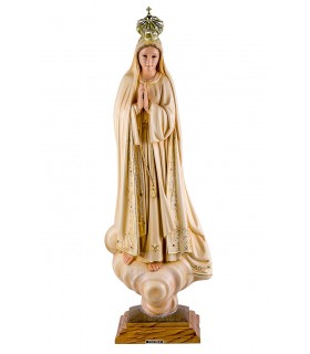Nossa Senhora de Fátima pintura patinada olhos cristal 75 cm