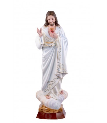 Sagrado Coração de Jesus pintura branca, 60 cm