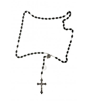 Terço de Plástico Preto, 6/9mm oval