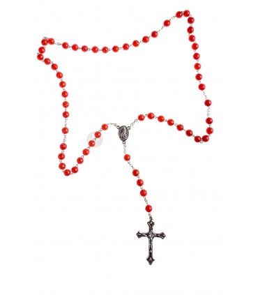 Terço de Plástico Matizado Vermelho Precioso Sangue, 8 mm