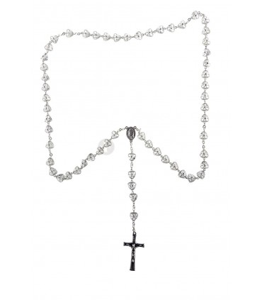 Terço de Plástico Coração Transparente