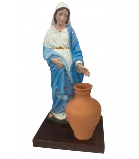 Nossa Senhora de Éfeso em poliestireno reciclado. Pintura clássica. Totalmente pintada à mão com pote de barro.