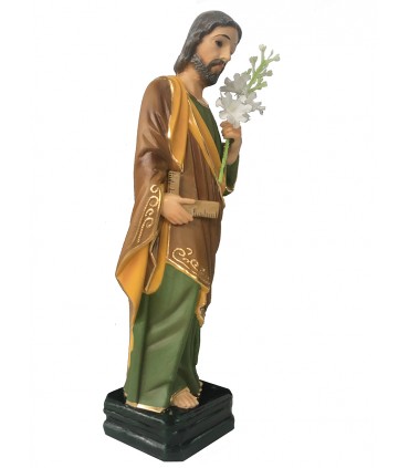 São José Carpinteiro, pintura clássica, olhos cristal, 25cm