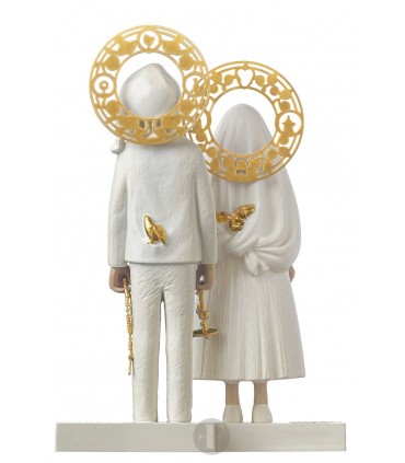 Sacred Shepherds of Fatima, cream painting, 16cm