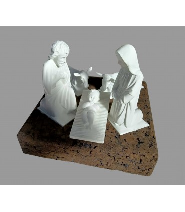 Presépio com cortiça, imagens brancas, 19 cm