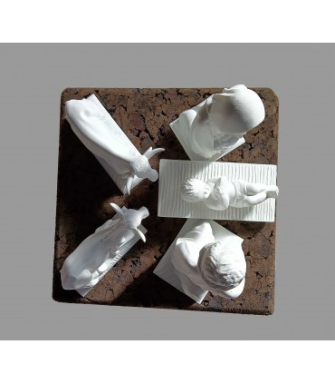 Presépio com cortiça, imagens brancas, 19 cm