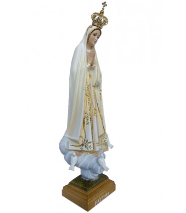 Our Lady of Fátima oil painting and fine gold with crystal eyes 45 cm