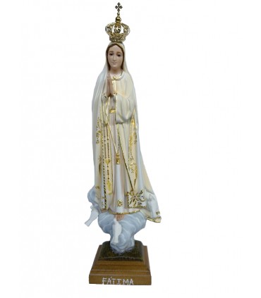 Nossa Senhora de Fátima pintura a óleo e ouro fino c/olhos cristal 45 cm