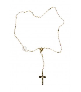 Terço de Cristal transparente corrente dourada 5mm