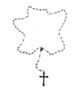 Terço Transparente guarnição prateada 7mm