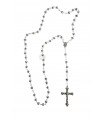 Black rosary, silver trim, 7mm