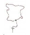 Pink rosary, silver trim, 7mm