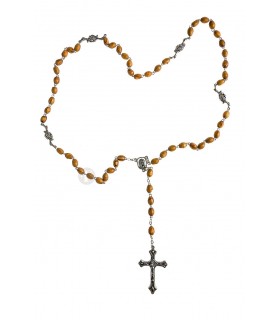 Terço Madeira de Oliveira com rosas oval 7/9 mm