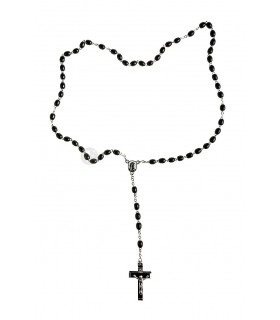 Terço Madeira preto oval 5/6 mm