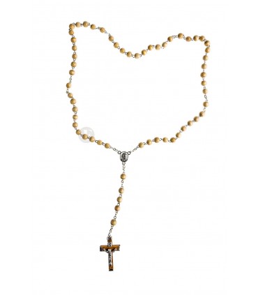 Terço Madeira branco 6 mm