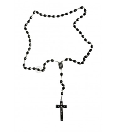 Terço Madeira preto oval 6/7 mm