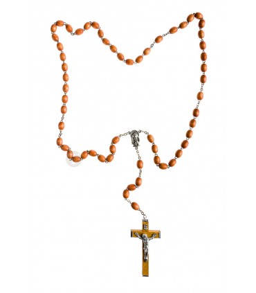 Terço Madeira amarelo oval 7/9 mm