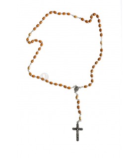 Terço Madeira castanho gomos oval