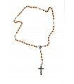 Wood rosary, brown, buds, oval