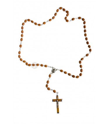 Terço Madeira gomos castanho oval 6/7 mm