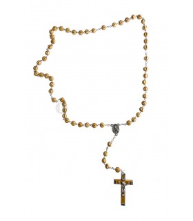 Terço Madeira gomos bege 6 mm