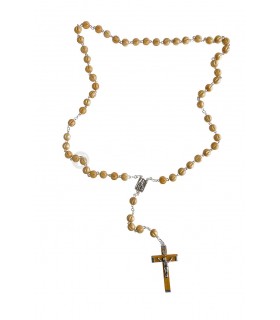 Terço Madeira gomos bege 8 mm