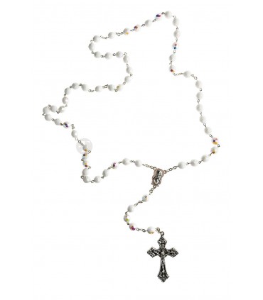 Terço de Cristal branco 8mm