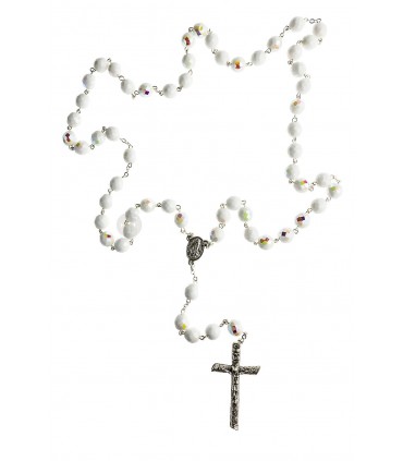 Terço de Cristal branco 10mm