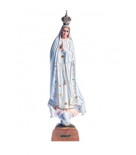 Nossa Senhora de Fátima pintura clássica olhos cristal 28 cm