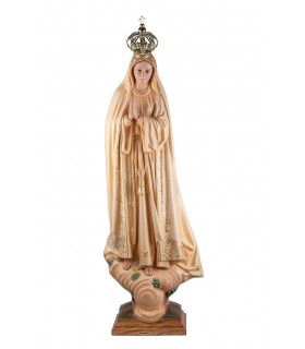 Nossa Senhora de Fátima pintura patinada olhos cristal 100 cm
