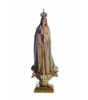 Nossa Senhora de Fátima pintura granitada olhos cristal 55 cm