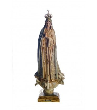 Nossa Senhora de Fátima pintura granitada olhos cristal 55 cm