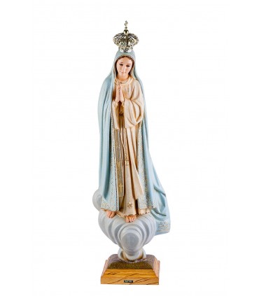 Nossa Senhora de Fátima pintura granitada olhos cristal 65 cm