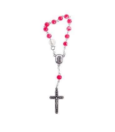 Mother of pearl ten, tinted, red, 7mm