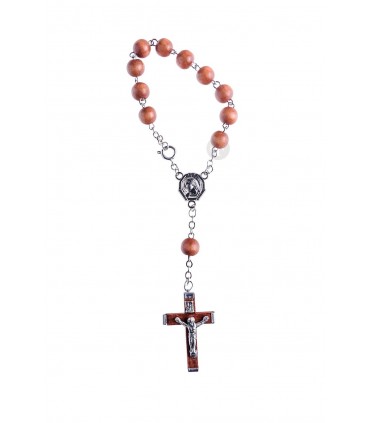 Dezena de Madeira, castanho claro, cruz de madeira 8mm