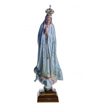 Nossa Senhora de Fátima pintura clássica olhos cristal 45 cm
