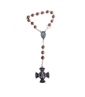 Dezena de Madeira castanho escuro coroinha mº jesus de praga 7mm