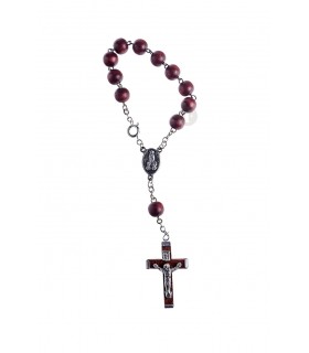 Dezena de Madeira castanho escuro cruz de madeira 8mm