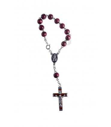 Dezena de Madeira castanho escuro cruz de madeira 8mm