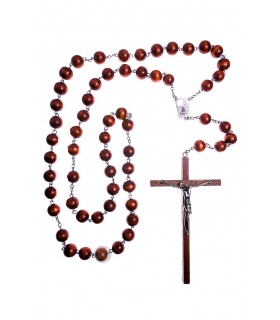 Terço de Madeira castanho claro 25mm