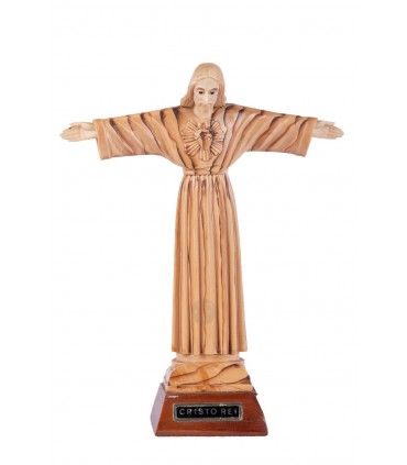 Cristo Rei pintura madeira 13 cm